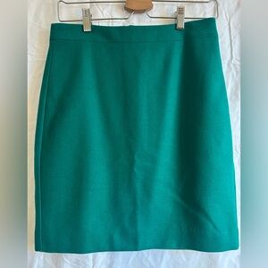 J.CREW Green Wool Blend Pencil Knee Length Skirt 4P Petites B0384 Lined